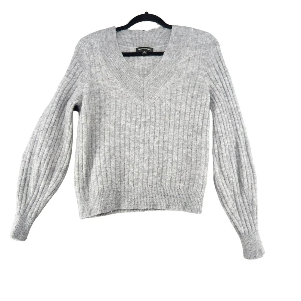 Banana Republic Grey Wool Blend V Neck Sweater Women's M